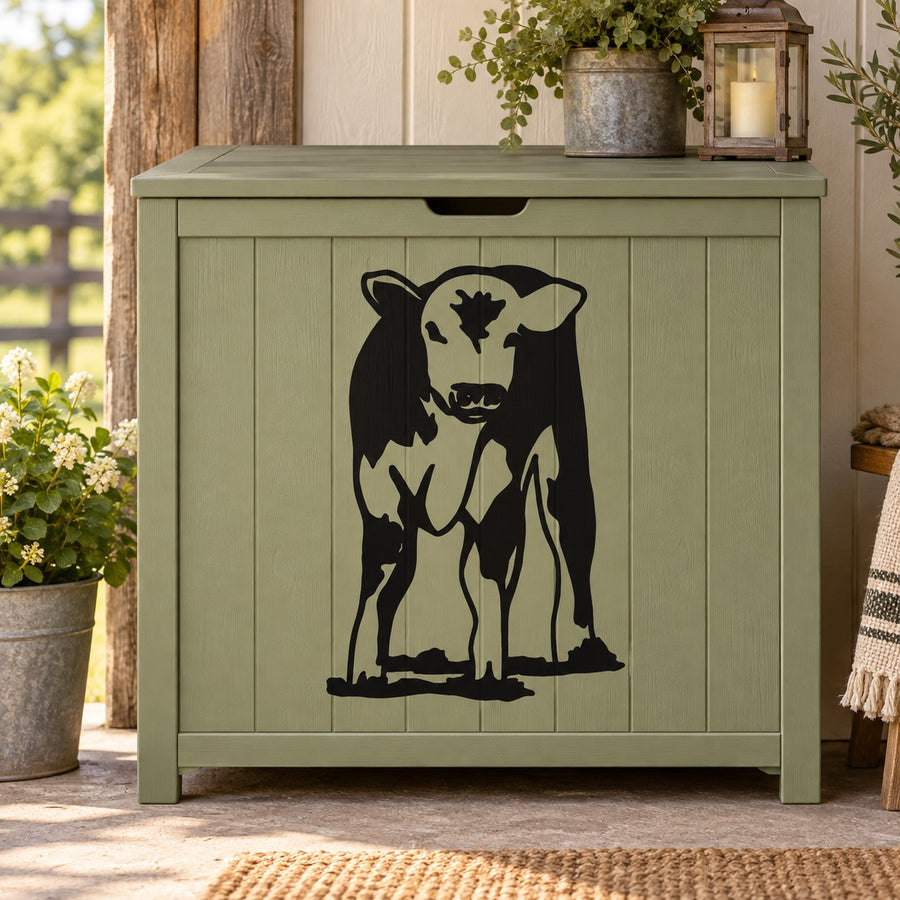 Cow calf decal with black silhouette design