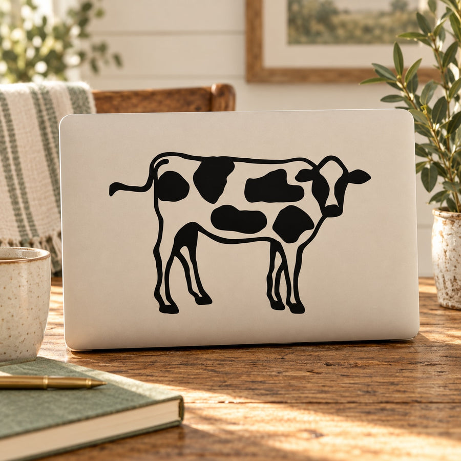 Holstein cow decal sticker with black outline and white/black spots