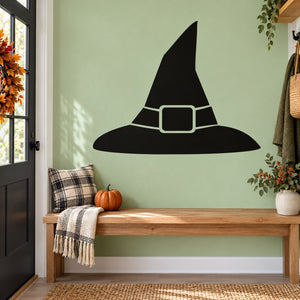 Black witch hat wall decal with rectangular buckle detail