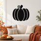 Black pumpkin wall decal with curled vine top and layered gourd outlines