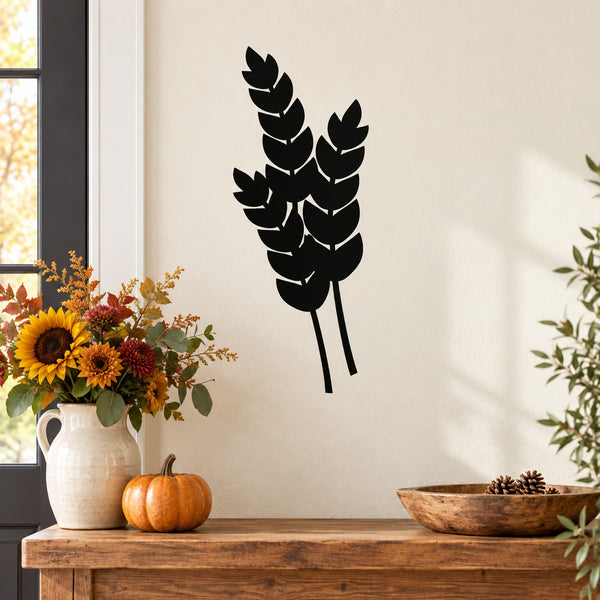Thanksgiving wheat harvest wall decal with three black wheat stalks