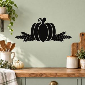Black pumpkin and wheat wall decal