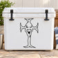 Cross with face decal on a dark large cross on a white cooler