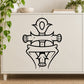 Black line-art ankh with ribbon decal