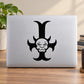 Black cross decal sticker with devil face and trident symbol