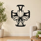Black cross with lotus flower decal, decorative symmetrical design