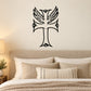Winged cross wall decal with black feathered wings and cross emblem
