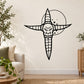 Black cross wall decal with horned skull creature design