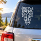 White vine cross with leaf decals on car rear window