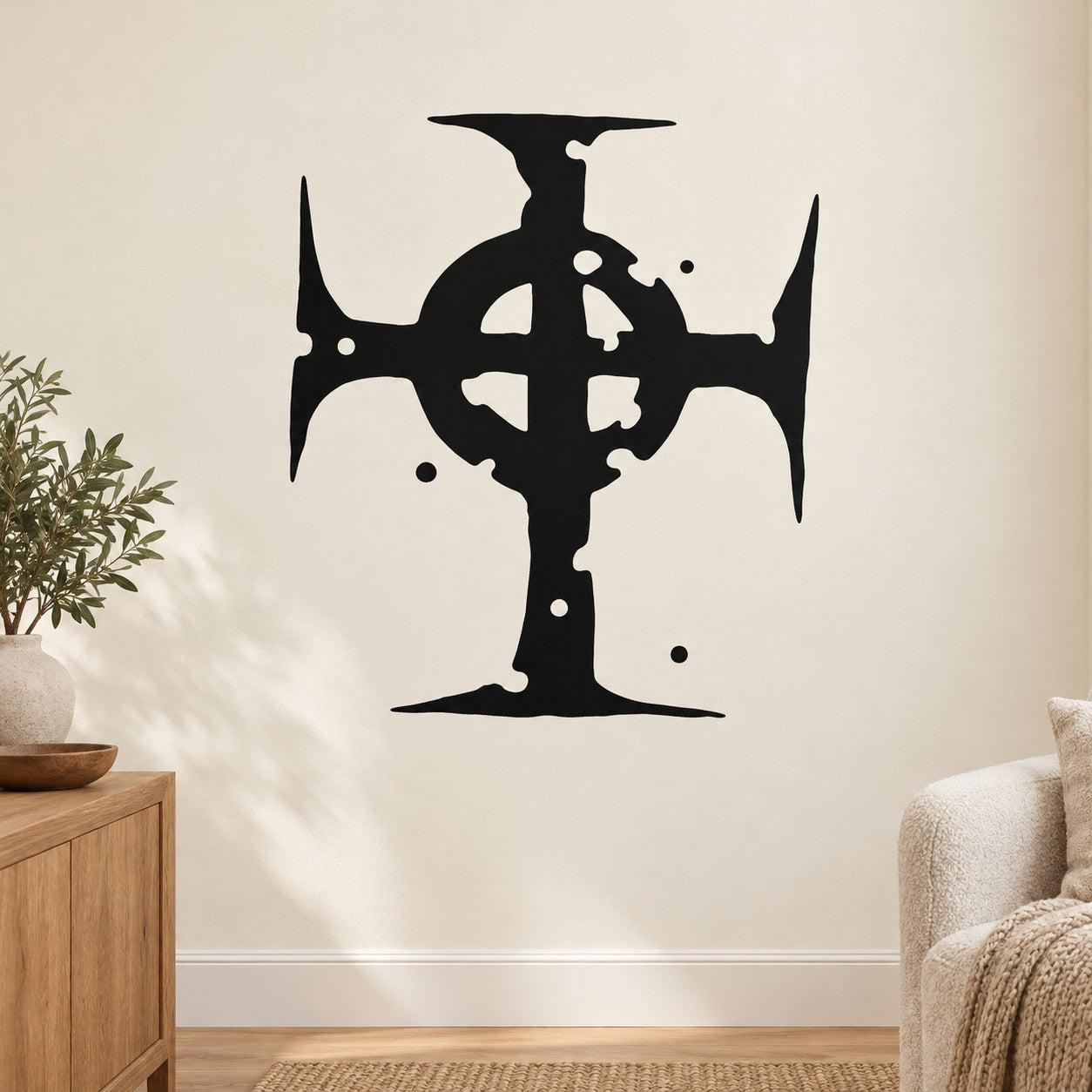 Black eroded Celtic cross decal