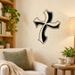 Wavy cross wall decal with black and white outlines