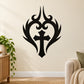 Black cross wall decal with flame and fire-heart motif