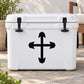 Black cross-arrow decal for cooler, centered design with up, down, left, right arrows
