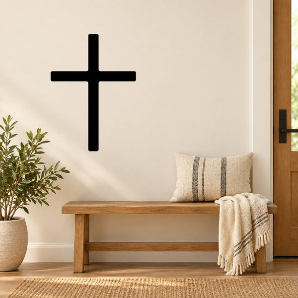 Black cross wall decal with simple centered cross shape