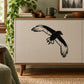Circling crow wall decal, black and white bird silhouette
