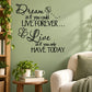 Wall decal with black inspirational quote and butterfly outline accents