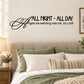 Inspirational wall decal with cursive text: “ALL NIGHT - ALL DAY” and “Angels are watching over me, my Lord!”