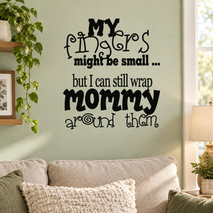 Black quote wall decal with 'mommy' and handwritten-style text