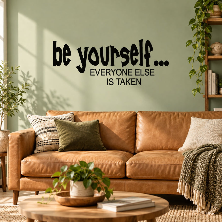 Vinyl wall decal with "be yourself..." and "EVERYONE ELSE IS TAKEN"
