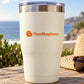 Orange B/YourBlogName blogger decal on white tumbler
