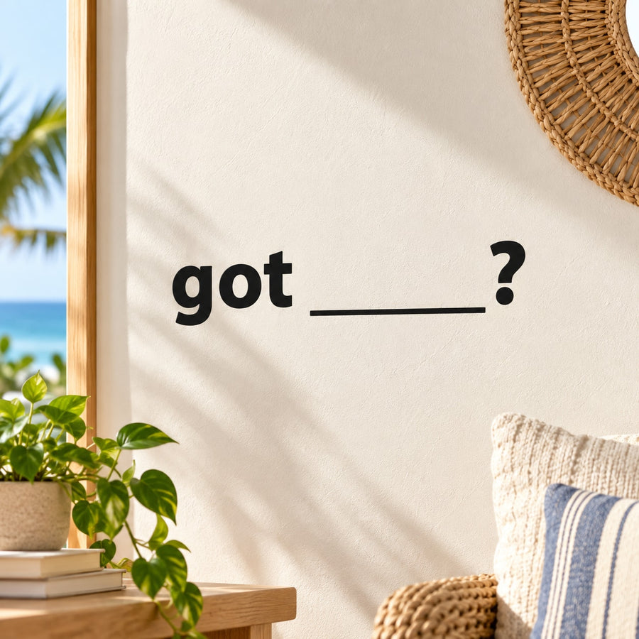 Black 'got' vinyl decal with underline and question mark