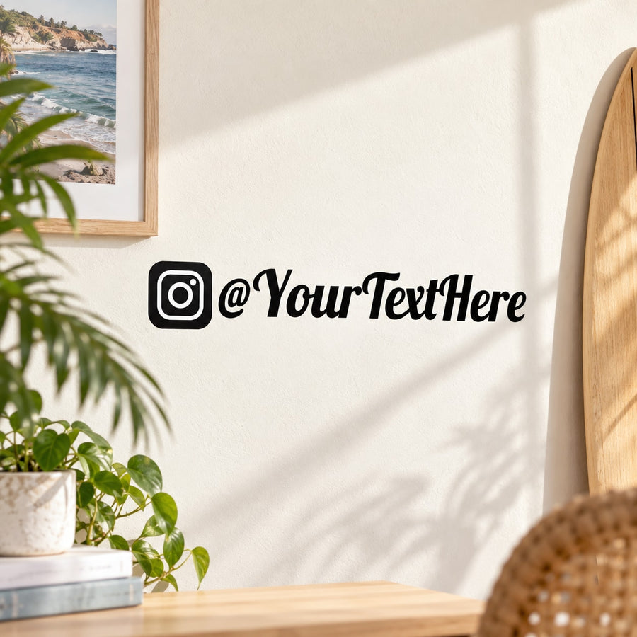 Custom Instagram decal with Instagram icon and @YourTextHere text