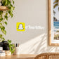Snapchat-style die-cut decal with yellow ghost icon and @YourIdHere text