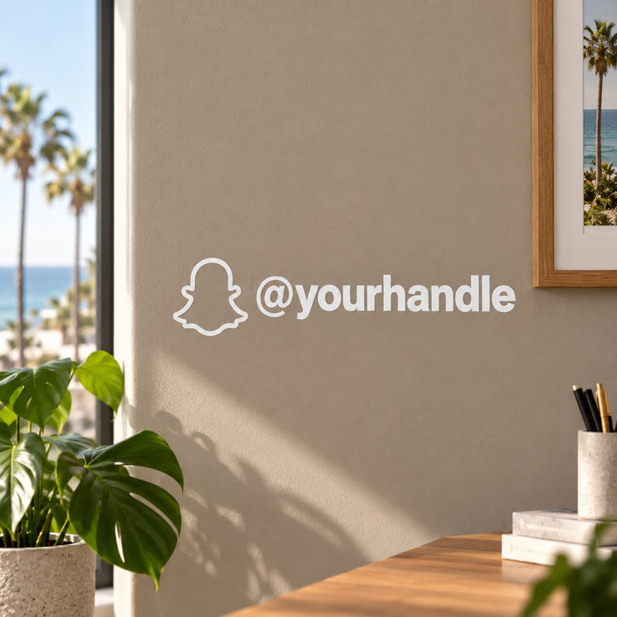 Snapchat logo and text wall decal with @yourhandle