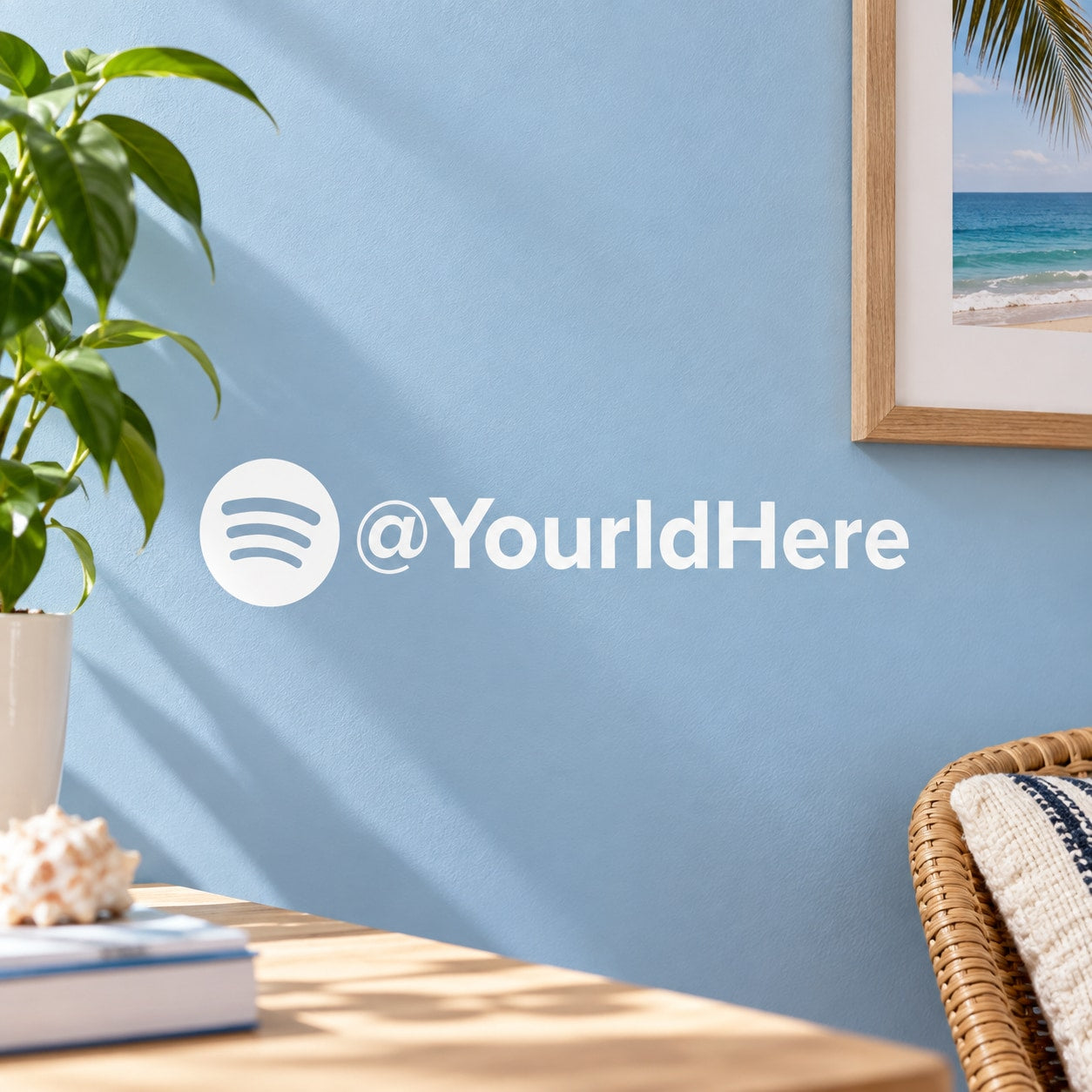 White Spotify logo and @YourIdHere handle die-cut decal, glossy finish