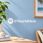 White Spotify logo and @YourIdHere handle die-cut decal, glossy finish