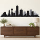 Dallas skyline wall decal with dark city silhouette, moon over rooftops
