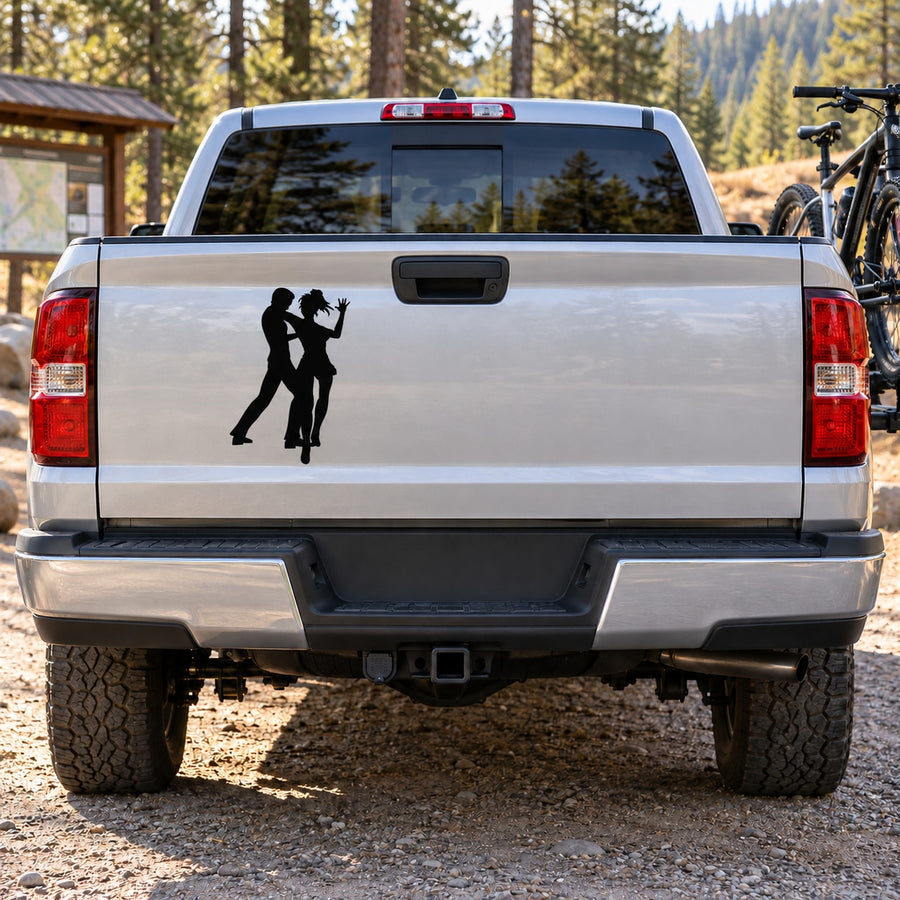 Black dancing couple vinyl decal for car tailgate