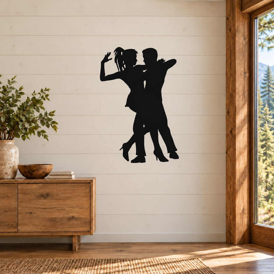 Black dance wall decal silhouette of a couple, ballroom dancing pose