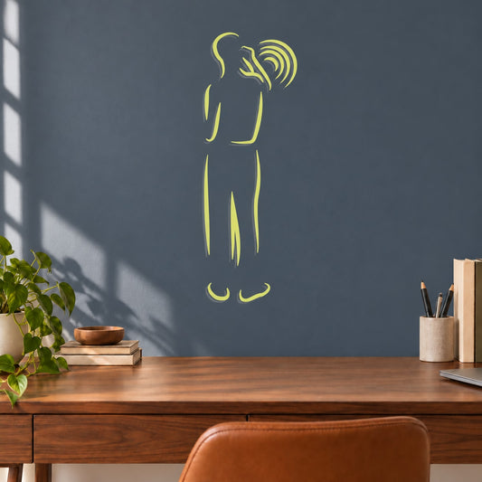 Outline person with hand to ear and sound-wave lines vinyl wall decal sticker