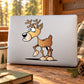 Cartoon deer character sticker with brown and white design on light background