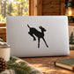 Sprinting deer fawn decal silhouette on light rectangular surface