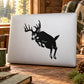 Buck jumping decal with black silhouette on a light background
