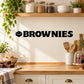 Brownies wall decal with bold BROWNIES lettering and small chocolate icon
