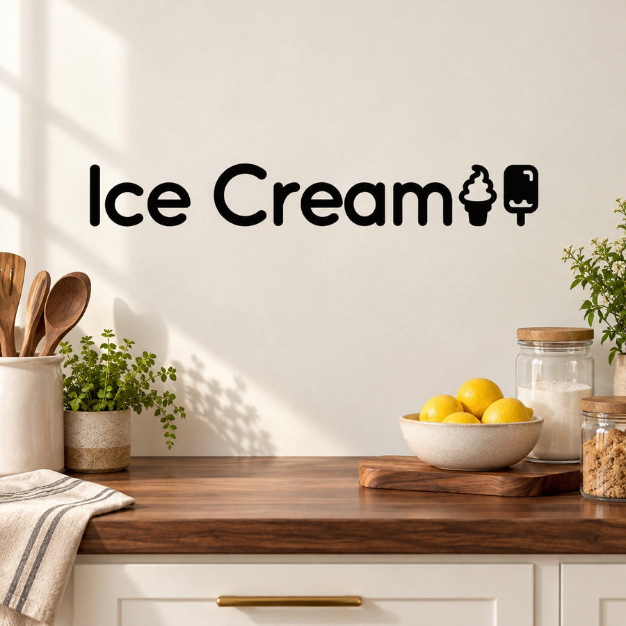 Ice cream wall decal with “Ice Cream” text and ice-cream cone icon