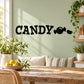 Black CANDY wall decal with candy icons