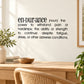 Endurance wall decal with definition text, black typography on light wall
