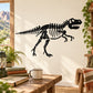 Black T. rex skeleton wall decal with full articulated spine and tail.