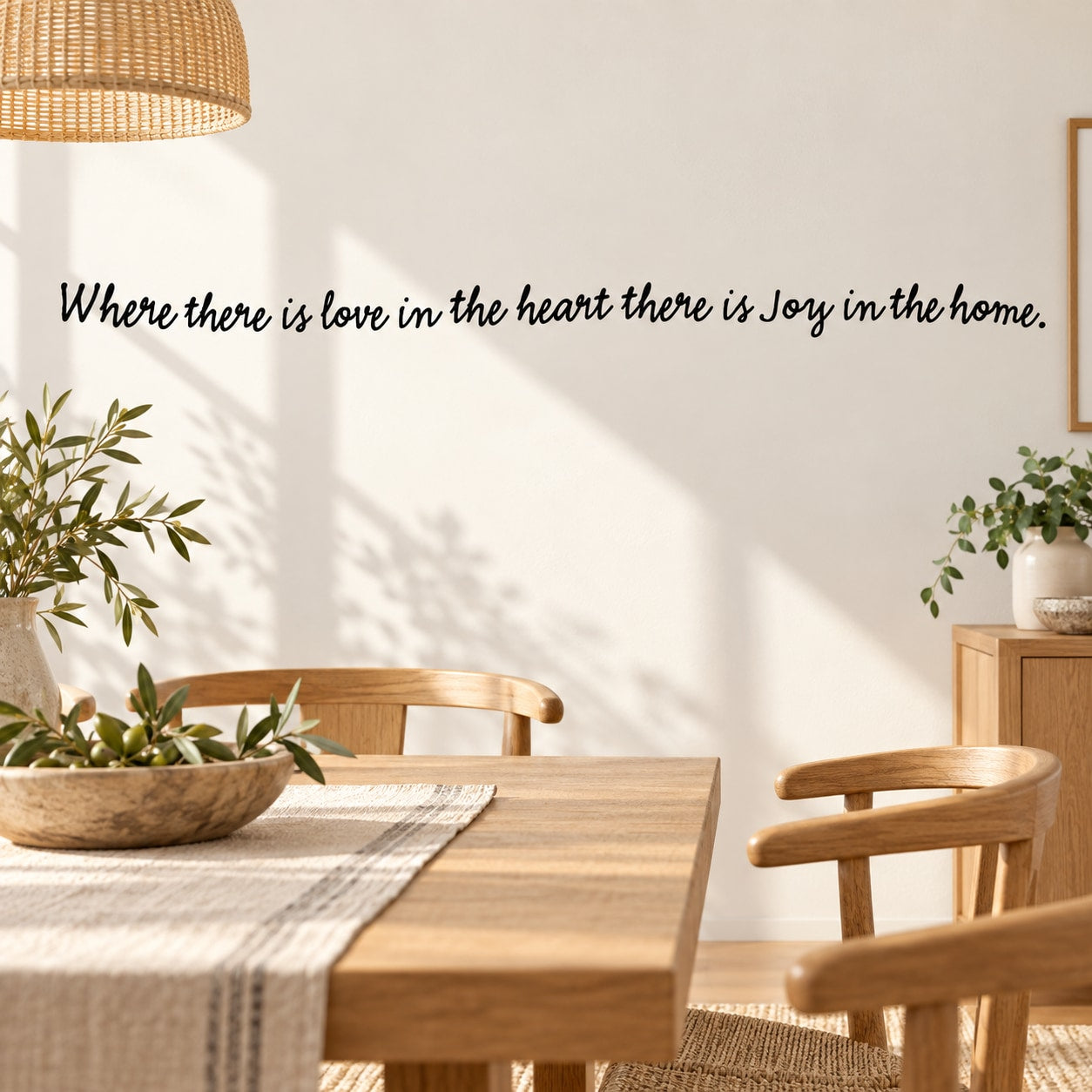Wall decal quote: 'Where there is love in the heart, there is Joy in the home'