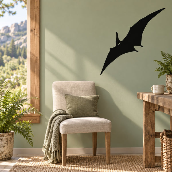 Black flying pterodactyl wall decal silhouette