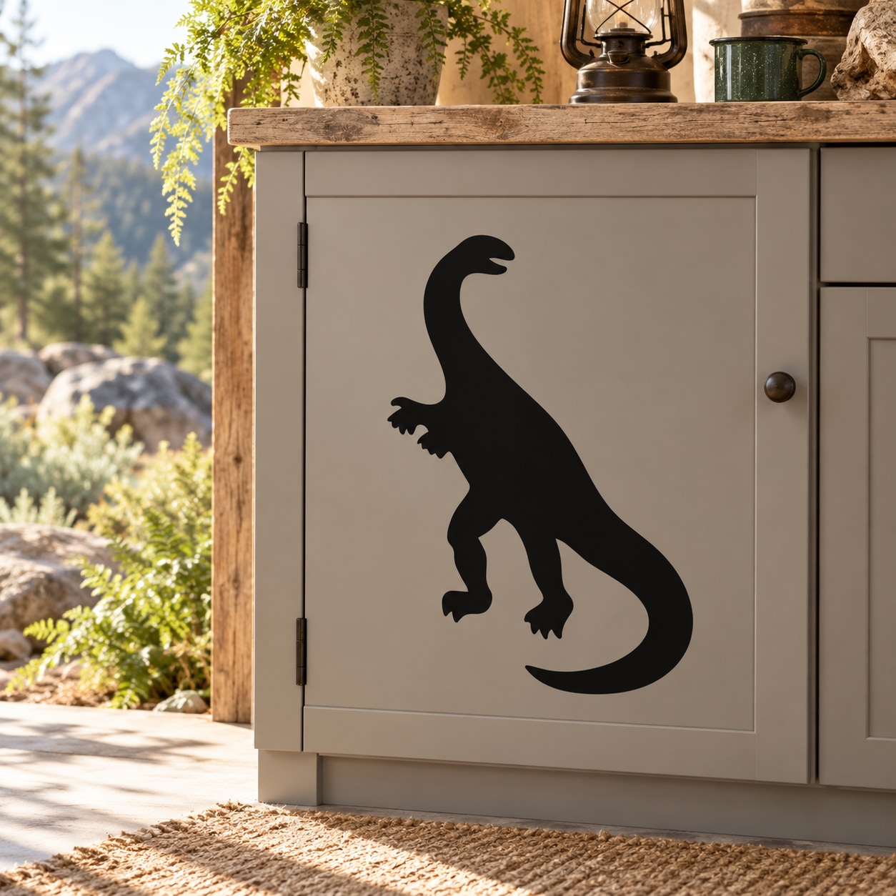 Iguanodon dinosaur decal, black silhouette