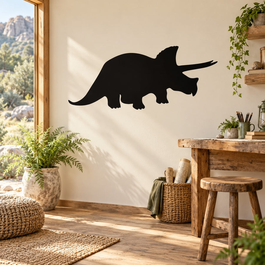 Black triceratops wall decal silhouette