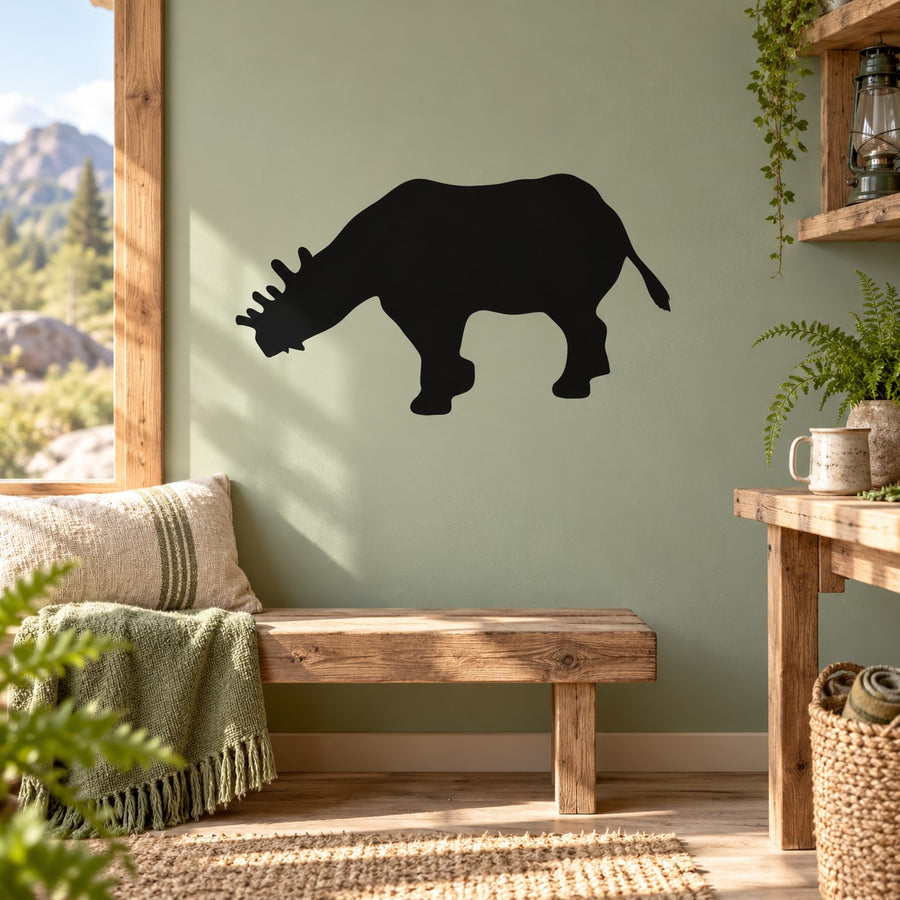 Black Megacerops dinosaur wall decal silhouette