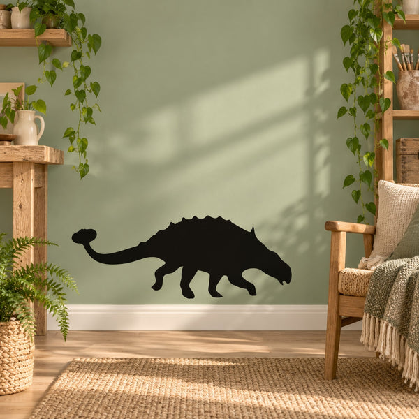 Ankylosaurus wall decal, black silhouette of the dinosaur with armored plates