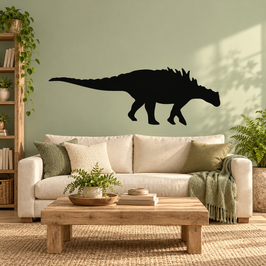 Black Sauropelta dinosaur decal silhouette for wall