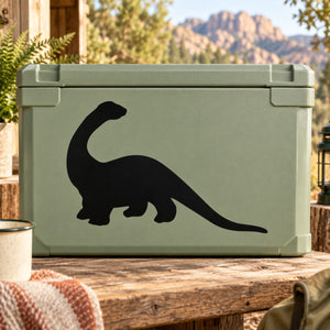 Brontosaurus looking-back decal with black dinosaur silhouette